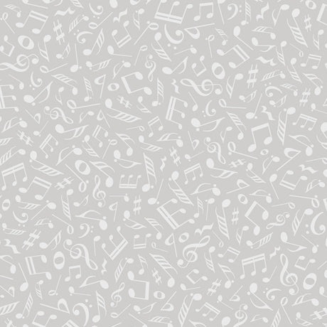 Quilting Treasures: Quilting Illusions - Musical Notes - Gray - 26761-K