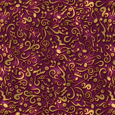 Quilting Treasures: Tiny Tunes - Music Notes - Maroon - 28559-M