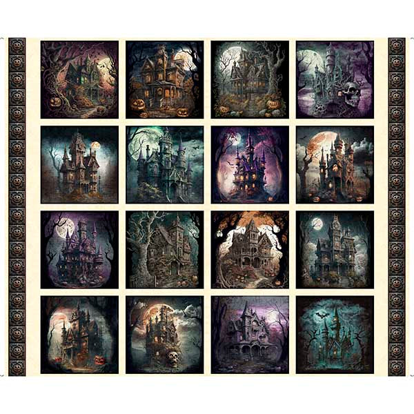 Quilting Treasures: Creepsville - Haunted House Picture Patches - Panel - Halloween - 30200-E