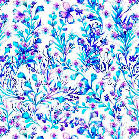 Quilting Treasures: Fantasia - Floral Vine - White - 30968-Z