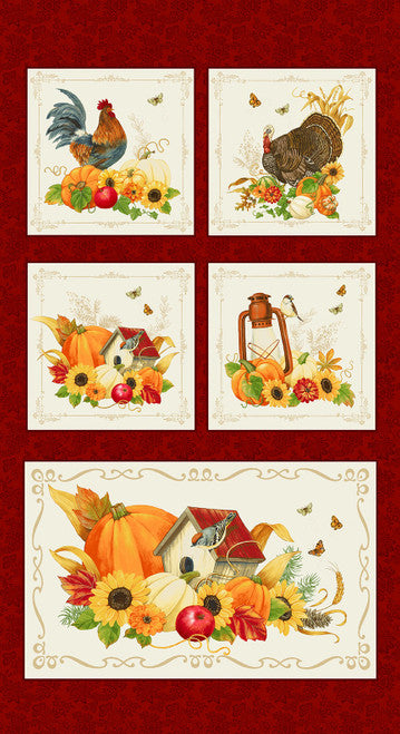 Henry Glass: Turkey Talk - Fall Décor Panel - 744P-83