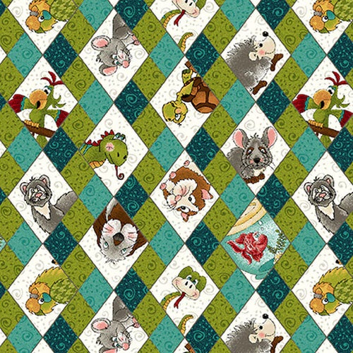 Henry Glass: Rescued - Rescued Animals Teal Argyle - 9397-76