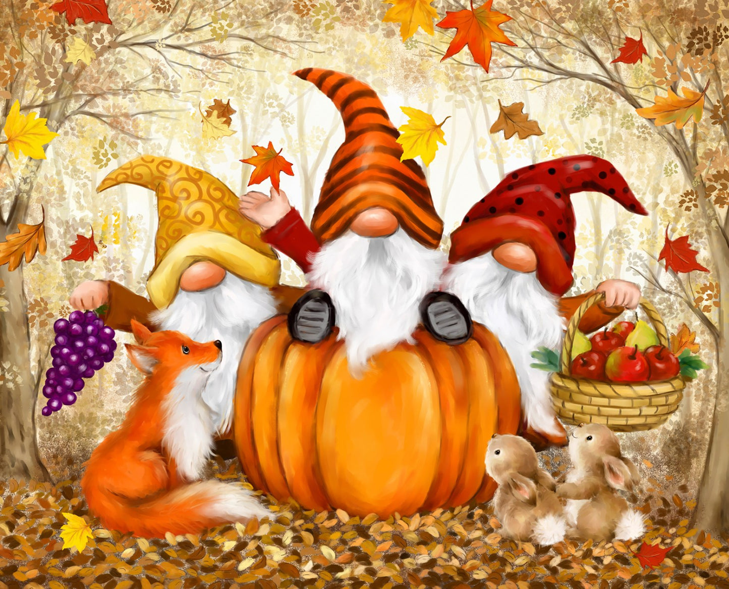 David Textiles: Four Seasons - Autumn Gnomes Panel - AL57172