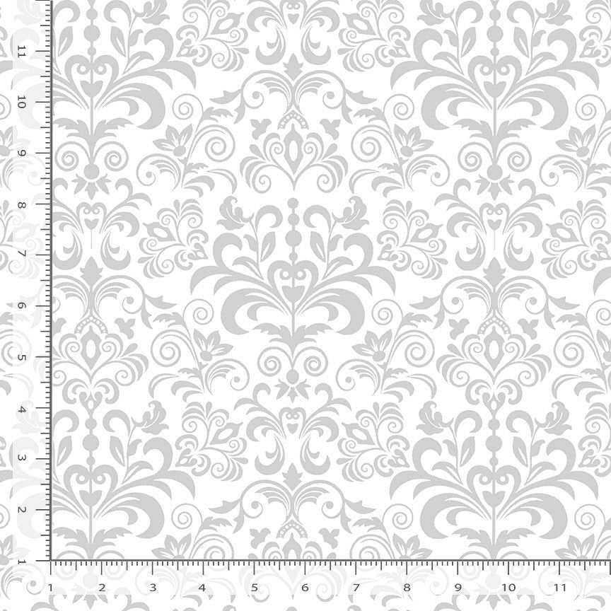 Timeless Treasures: Basics Whiteout - Large Damask Pattern - C3108