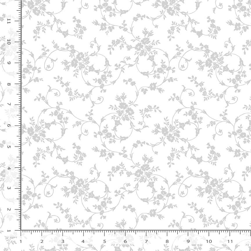 Timeless Treasures: Basics Whiteout - Floral Scroll Pattern - C3115