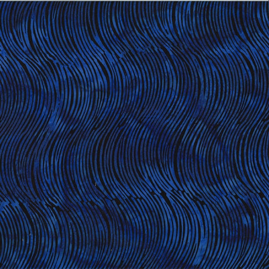 Batiks - Hoffman: Bali Batiks - Black on Blue Waves - Q2202-215
