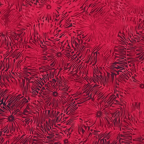 Batiks - Hoffman: Bali Batiks - Floral Leaf - Red Velvet - S2323-568