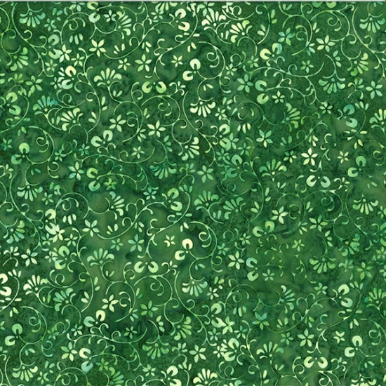 Batiks - Hoffman: Bali Batiks - Ditsy Floral - Spinach - T2399-377