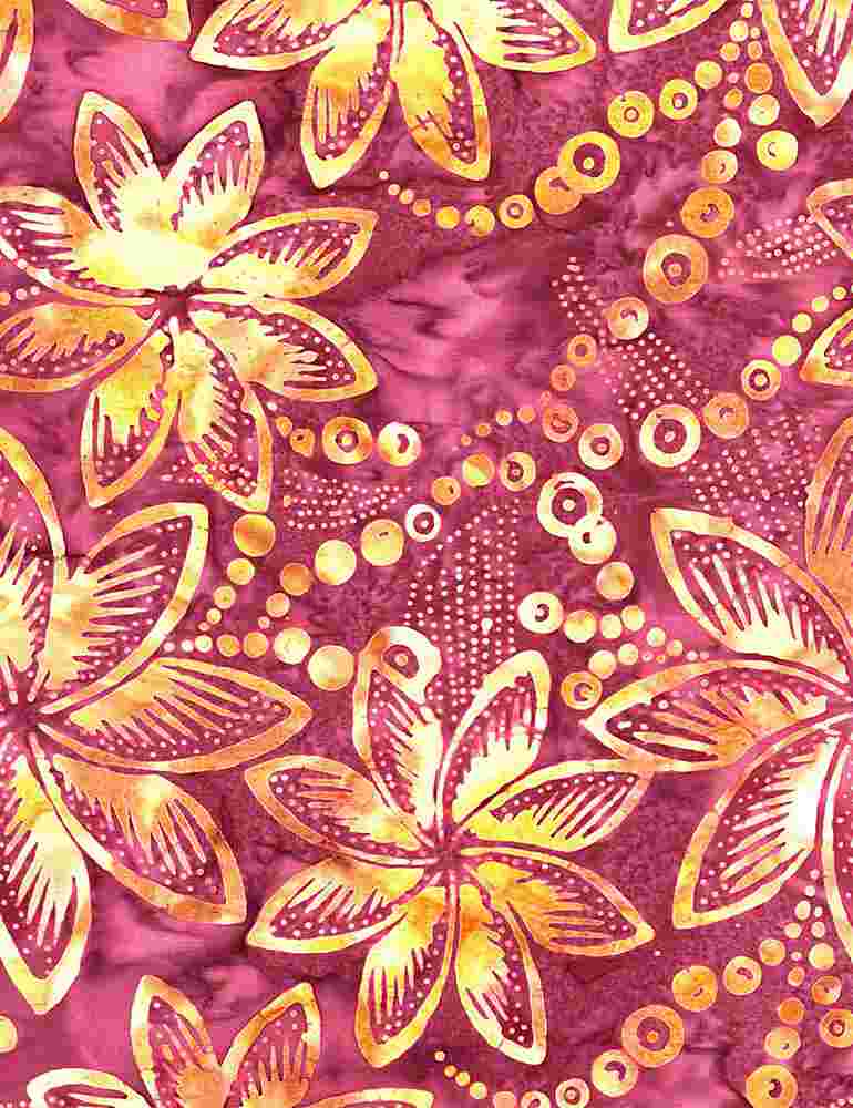 Batiks - Timeless Treasures: Tonga Batiks - Pearled Flower Cherry - B8165-Cherry