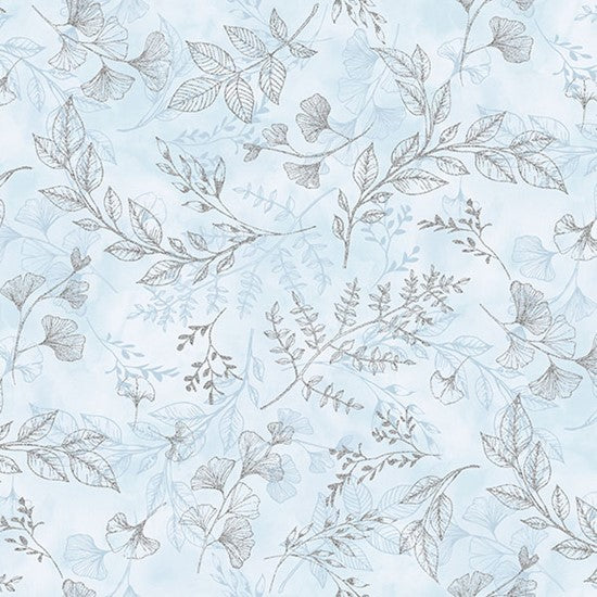 Hoffman: Fly Home For Winter - Leaves - U4978-190S - Ice Blue - Metallic
