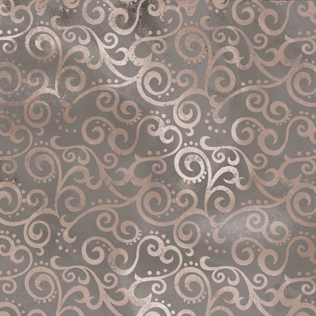 108" Quilt Back - Quilting Treasures - Ombre Scroll - Stone - 24775-K