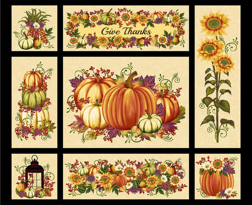 Henry Glass: Autumn Harvest - Pumpkins - Panel - 1665P-33