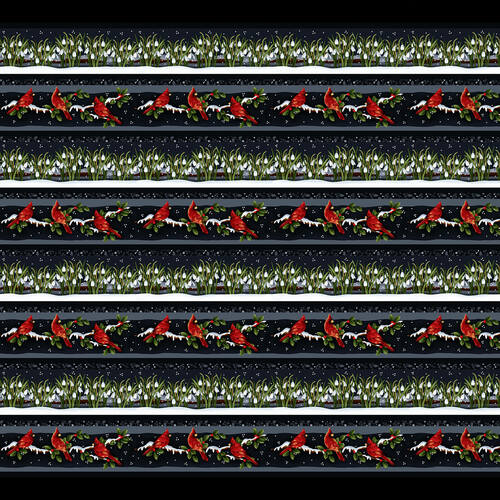 Henry Glass:  Frozen in Time - Border Stripe - Black - 2706-99