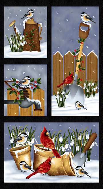 Henry Glass: Frozen in Time - Chickadee Blocks - Panel - 2709P-99