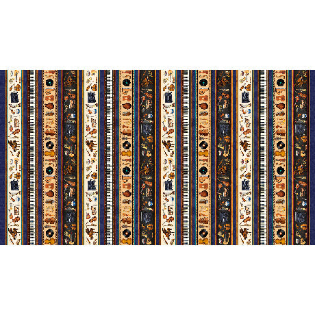 Quilting Treasures: Tiny Tunes - Instrument Stripe - Music - Stripe - 28557-X