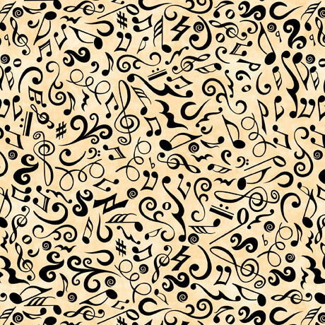Quilting Treasures: Tiny Tunes - Music Notes - Cream - 28559-E