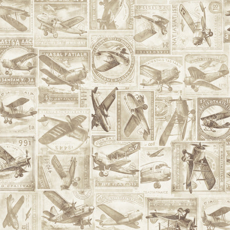 108" Quilt Back - Quilting Treasures - Got Your Back - Airplane Collage - 30051-E