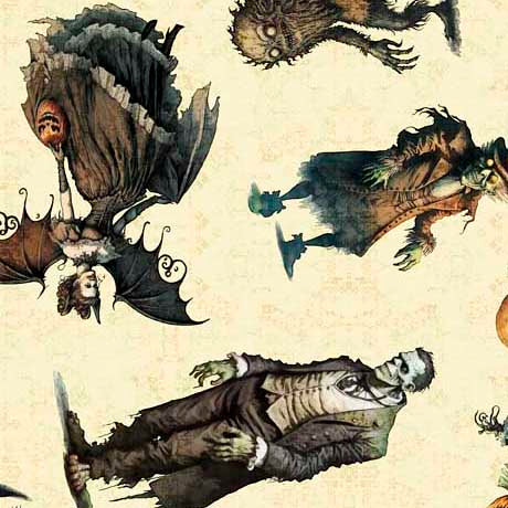 Quilting Treasures: Creepsville - Creepy Figures - Halloween - 30203-E