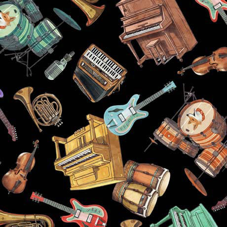 Quilting Treasures: Jug Band Jamboree -Musical Instrument Toss - 30523-J