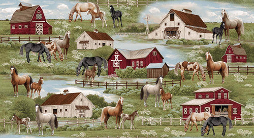 Henry Glass:  Cottonwood Stable - Horse Scenic - 3057-66