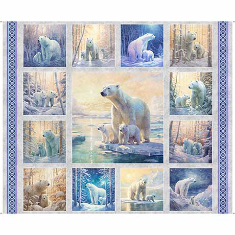 Quilting Treasures: Aurora - Polar Bear Picture Patches - Panel - 30590-K