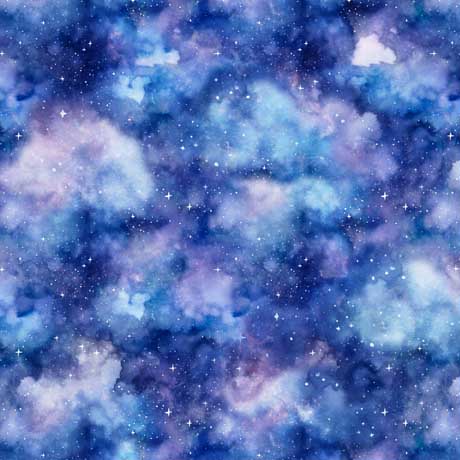 Quilting Treasures: Aurora - Clouds - Dark Blue - 30593-W