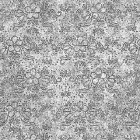 Quilting Treasures: In Stitches - Stitched Floral Print - Gray - 30661-K