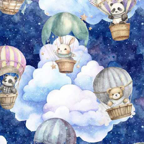 Quilting Treasures: Oh the Places - Hot Air Balloons Sky - 30666-W