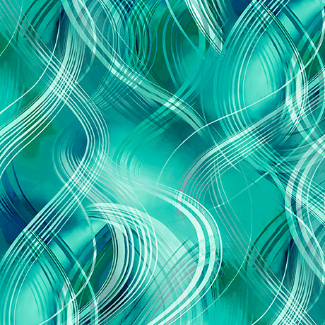 Quilting Treasures: Synergy - Wavy Plaid - Turquoise - 30943-Q
