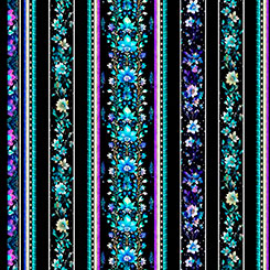 Quilting Treasures: Fantasia - Floral Border Stripe - 30965-J