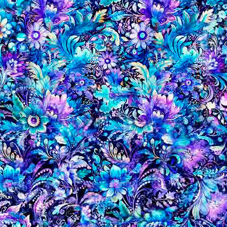 Quilting Treasures: Fantasia - Packed Floral - 30967-B