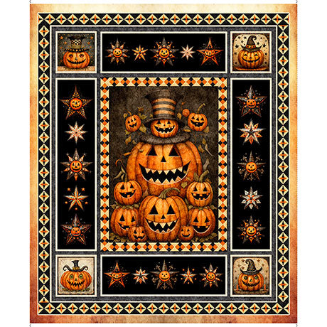 Quilting Treasures: Jeepers Creepers - Pumpkin Panel - Panel - 31007-O