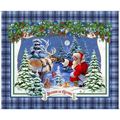 Quilting Treasures: Season of Giving - Santa and Reindeer Panel - 31018-W - ©Gina Jane Lee