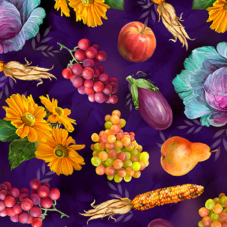Quilting Treasures: Cornucopia Harvest - Harvest Fruits & Floral - 31026-V