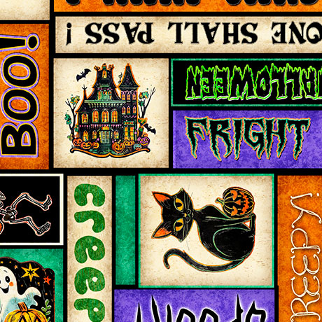Quilting Treasures: Happy Haunting - Halloween Text - 31046-X