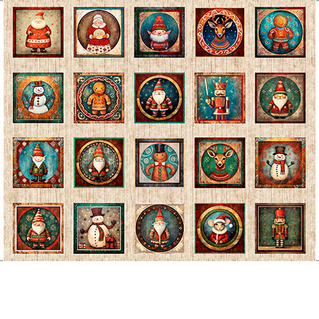 Quilting Treasures: Santa's Workshop - Christmas Character Picture Panel - 31070-X - ©Morris Creative Group