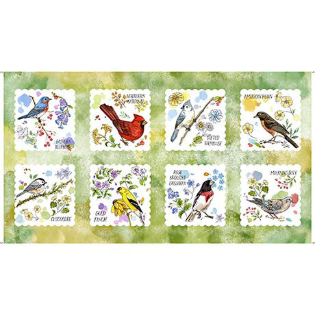Quilting Treasures: Drawn to Birds - Bird Picture Patches - Panel - 31134-H