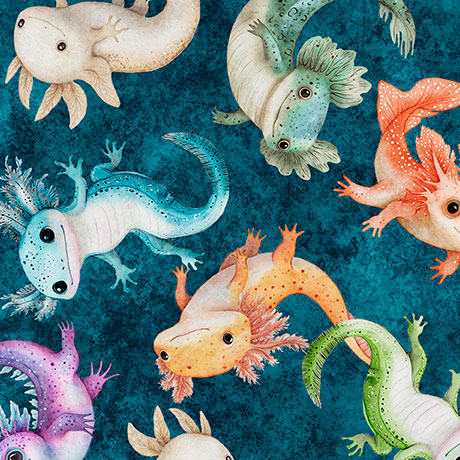 Quilting Treasures: QT Cuties 2 - A Lotta Axolotl - Teal - 31452-Q