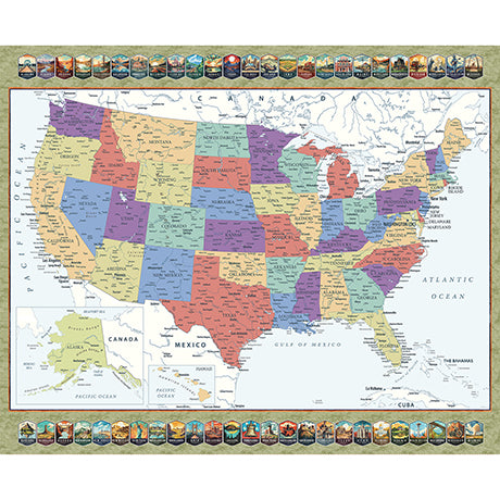 Quilting Treasures: Fabric Books-QT - US Map - Where are You From - 31511-X