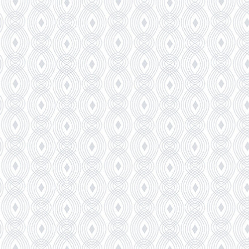 Henry Glass: White on White - 411-01W - Linear Oval Lines