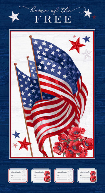 Henry Glass: Liberty for All - Flag and Poppy Panel  - 658P-78