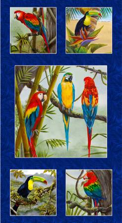 Henry Glass:  Birds in Paradise - Exotic Birds - Panel - 9076P-77