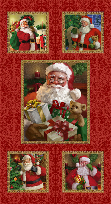 Henry Glass:  Christmas Legend - Santa Block Panel  - Panel - 9524P-88