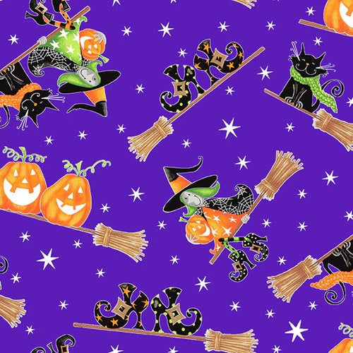 Henry Glass: Here We Glow - Flying Witches - 9536G-53 - Glow In The Dark