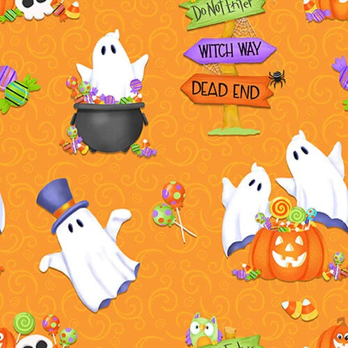 Henry Glass: Glow Ghosts -Tossed Ghosts, Pumpkins & Candy - 9607G-33- Glow In The Dark