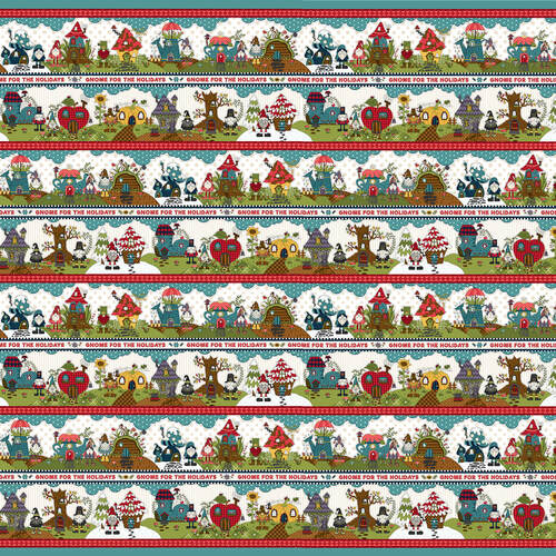 Henry Glass: Gnome Holidays - Border Stripe - 9616-17
