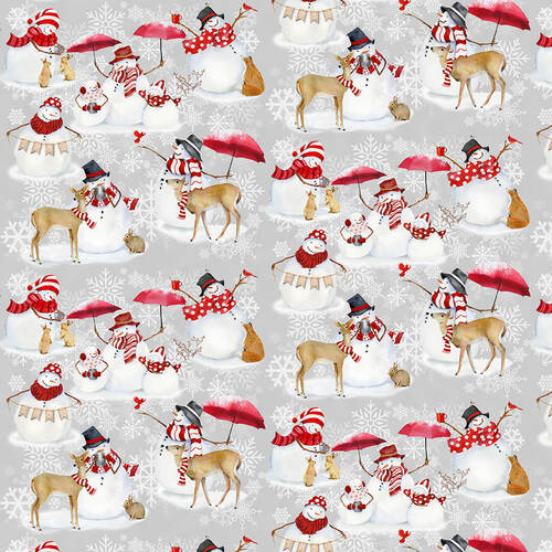 Henry Glass: Welcome Winter - Snowmen and Animals Allover - 9704-90