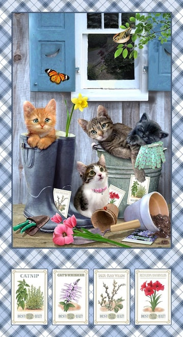 Henry Glass: Kittens Garden - Banner Panel - Panel - 9997P-11