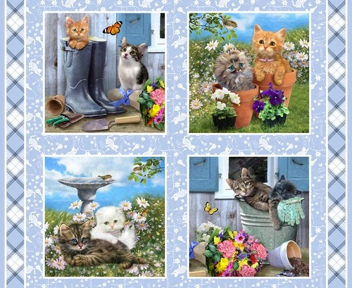 Henry Glass: Kittens Garden - Kittens in the Garden - Panel - 9998P-11