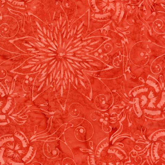 Timeless Treasures: Tonga Batiks - Midnight Floral Poppy - B8168-Poppy